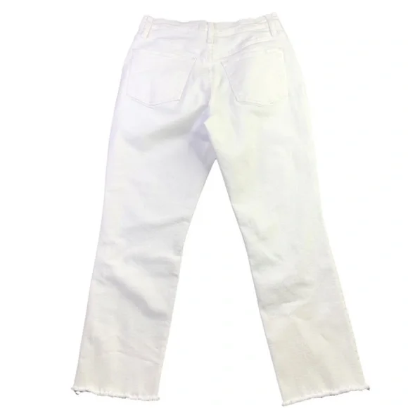 Madewell The High Rise Crop Boyjean Size 26 Tile White Raw Hem Straight Leg - Picture 3 of 7